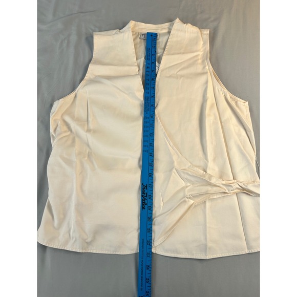 Talbots Collection Silk Cotton Blend Wrap Top Ivory Sleeveless Side Tie Size 16 - Picture 8 of 9